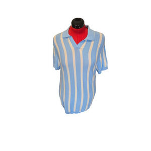 H&m blue and white striped polo, size medium